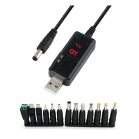 USB to DC5.5 Boostering Cable DC5V to 9V 12V Featuring 13 Adapters Tool less Setups for Quick Device