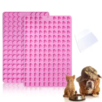 2 Pcs Baking Mat Dog Biscuits 148 Holes Dog Biscuits Baking Mould with Dough Scraper Baking Mats for Dog Treats,Silicone Mat Bak