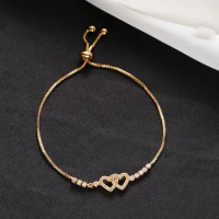 Gelang rantai Titanium Anti Karat Emas Berlian Cinta love Abadi Desain Ceruk Mode Korea Estetika P