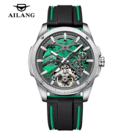 AILANG Men Watch Luminous Waterproof Fashion Tourbillon Mechanical Watch Luxury Brand Men Silicone Watch Gift Relogio Masculino