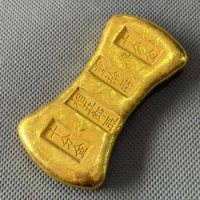 Qing Gold Ingot One Pick Two Gold Gold Ingot Gold Gold Bar Antique Gold Bar Gold Bar Solid Home Ornament and Decoration
