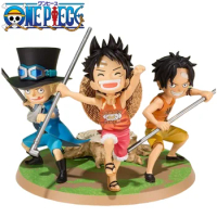 9CM One Piece Anime Figures Luffy Ace Sabo Childhood Action Figure PVC Statue Model Doll Ornaments Collection Gift Toys