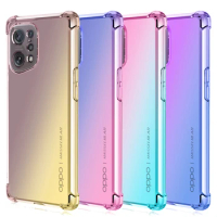 Gradient Color Transparent Case for Oppo Find X5 Pro X3 Pro X3 Neo X5 Lite Shockproof Anti-fall Phone Cover for Reno 10 Pro 8 5G