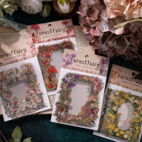 Forest Fairy Series Vintage Frame PET Stickers Flower Elfin Decorative Label for Scrapbooking Journal DIY