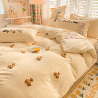 冬季寶寶絨床上四件套雙面牛奶珊瑚絨被套加厚天鵝絨床品床單床笠
