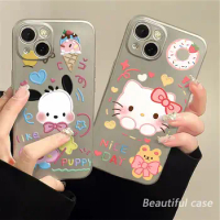 Kawaii Sanrio Iphone Case HelloKittys Pochacco Cartoon Cute Anime Electroplated Metal Phone Case Apple Iphone14Promax 13 12 Gift