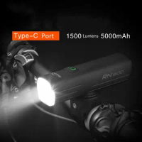 Bike Front Light Rechargeable Bicycle Light Waterproof 1500 Lumens USB Type-C Cycling Lighting Tool RN1500