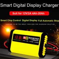 Smart Car Motorcycle Battery Charger 2220V 2A Full Automatic LCD Display Moto Auto Lead Acid AGM GEL VRLA Batteries Charging