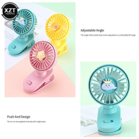 Cartoon Desktop Rechargeable Clip Mini Fan Student Dormitory Portable Clip Wall USB Mini Fan With Led Light And Control