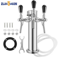 Draft Beer Tower, 3 Faucets Kegerator Beer Tower,3'' Silver Column 3-way Tap Dispenser with flow adjustable knob,Bar Accessories