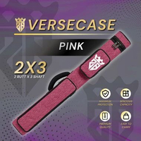 VerseCase Tas Stick Billiard 2x3 Cue Case Billiard 2 Butt 3 Shaft Hard Case 5 lubang Sekat Kain Pink
