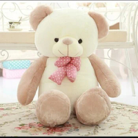 big lovely new plush Teddy bear toy stuffed light brown teddy bear with bow birthday gift about 140cm