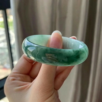 【現貨】緬甸天然翡翠手鐲老坑冰種A貨油青手鐲飄花貴妃玉手鐲年輕少女款【北歐家居生活】