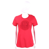 MONCLER 品牌徽章刺繡補丁紅色短袖T恤