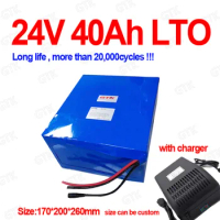 GTK Lithium titanate 24v 40Ah LTO battery pack with BMS for 1000W wheelchair monitor scooter cleaning machines RV + 5A Charger