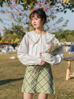 月光變奏曲虞書欣初禮同款白色娃娃領襯衫甜美長袖女內搭襯衣上衣
