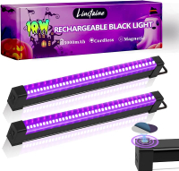 2 Pack Rechargeable Black Light Bar 5000mAh Large Capacity Battery Powered Black Lights for Glow Par