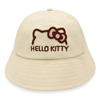 【HELLO KITTY】凱蒂貓~ Hello Kitty櫻花立體刺繡圖樣卡其色親子漁夫帽(正廠原版台灣授權)