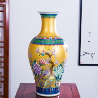 HP-076景德鎮陶瓷器落地大花瓶擺件鳳穿牡丹插花家居客廳裝飾擺件