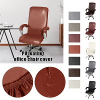1Set Waterproof PU Leather Gaming Computer Chair Cover Slipcovers Modern Home Office Elastic Rotating Armchair Seat Covers