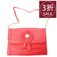 AIGNER-Evening Bag真皮徽章鐵鍊肩背晚宴包(橘)