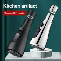 3 Mode Shower Head Kitchen Tap 360° Rotatable Kitchen Flush High-Pressure W/ Faucet Sprayer Tap Replacement Kitchen Button