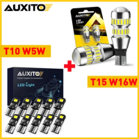 AUXITO T15 W16W LED Canbus and T10 W5W LED White Car Light 912 921 LED Bulb Auto Backup Parking Lamp Interior Bulb 12/10/2Pcs