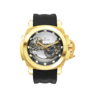 【INVICTA 英威塔】Coalition Forces系列 金框 鏤空錶盤 黑色矽膠錶帶 自動上鍊機械腕錶 男錶(24708)