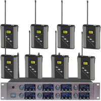 Advanced Rechargeable BeltPack Digital Wireless Microphone System 8 Lavalier 8 Headset Handheld Conference 400 Channel High-end
