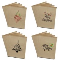 Christmas Gift Bag Kraft Paper Candy Bag Popcorn Box Coolies Bags Printed Paper Treat Bags Water Proof Xmas Party Decorations