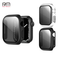 【RedMoon】APPLE Watch 9/8/7 9H防窺鋼化玻璃+PC全包覆雙料防窺防摔保護殼 41/45mm(Watch8/Watch7)