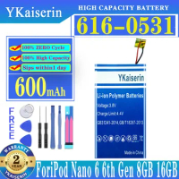YKaiserin Battery 616-0531 for IPod Nano 2 3 4 5 6 7 Nano6 6th Gen 8GB 16GB Nano2 2G Nano3 MP3 4GB MP4 Nano4 Nano5 Nano7