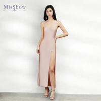 Split Side Sexy Spaghetti Straps Backless Beach Summer Dress Simple Pink Evening Dresses Women Formal Wedding Prom Party Gowns