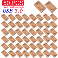 50 Pcs/lot Free Logo Personalized Custom USB 3.0 Flash Drives Real Capacity High Speed Wooden Pen Drive 64GB/32GB/16GB/8G U Disk