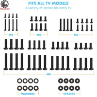 TV Mounting Hardware Kit M4 M5 M6 M8 TV Monitor Screws And Spacer Washers Fit Most TVS Up to 80Inch Wall Mount Bracket Screws