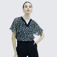 เสื้อเบลาส์ VE-B772 ชิฟฟอนปริ้นท์ ดำ IGPU21-12
