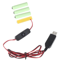 Dây nguồn MEMOS 6V LR03 dùng pin giả (dummy battery), bộ chuyển đổi điện với công tắc, thay thế 4 vi