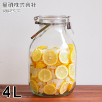 日本星硝 日本製醃漬/梅酒密封玻璃保存罐4L(密封 醃漬 日本製)