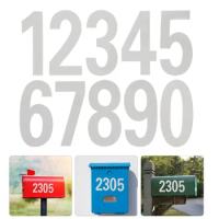 4 Sheets Self-adhesive Mailbox Number Outside Reflective Number Sticker Decal