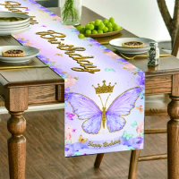 Butterfly Birthday Table Runner Colorful Table Cloth Happy Birthday Party Decorations For Adults Family Garden Party Supplies