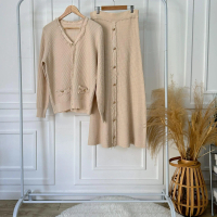 Elegant Knit Set | Cardigan+ A-Line skirt (SS096) - Knitwear Skirt set