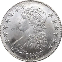 1827 United States 50 Cents ½ Dollar Liberty Eagle Capped Bust Half Dollar Cupronickel Plated Silver White Copy Coin