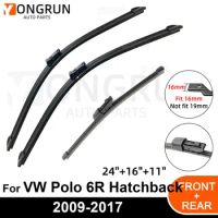 Car Windshield Windscreen Front Rear Wiper Blade Rubber Accessories For VW Polo 6R Hatchback 24" 16" 11" 2009 - 2015 2016 2017