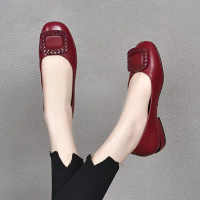 Women's spring and autumn single shoes, wedge-heeled soft-soled mom shoes, loafers, slip-on women's 