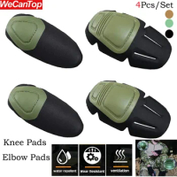 4Pcs/Set Military Tactical Knee Pads Elbow Pads Set Airsoft Knee Elbow Protective Pads Combat Paintball Sports Safety Guard Gear