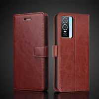 Card Holder Cover Leather Case for Vivo Y76 5G 6.58" Retro Wallet Flip Phone Case Vivo Y76 5G Business Capa Fundas Coque