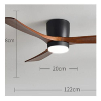 吸頂風扇燈風扇吊燈(F7799B-黑色-小燈盤42寸三色變光+變頻遙控)(尺寸:1060x310mm) 