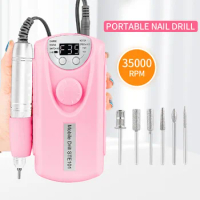 35000RPM Nail Drill Machine Rechargeable Nail Drill Milling Machine Portable Wireless Manicure Grinder Nail Polisher Cutter Kit