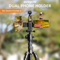 Dual Phone Holder for DJI Osmo Pocket 3 Camera Bracket Cold Shoe Interface 1/4 Screw Hole Frame Tripod Rod Connector Accessories