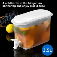 3.5L Cold Water Bucket With Tap Home Refrigerator Beverage Dispenser Bucket Drink Juice Fruit Teapot Ice Kettle Dispenser